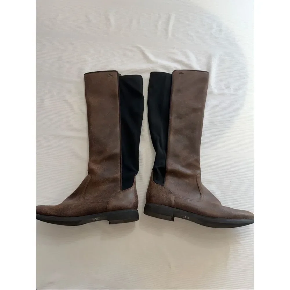 Lacoste Rosemont Tall Brown Leather Riding Boots Size 8